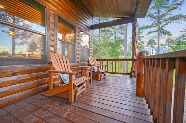25 Paint Horse Cir, Broken Bow, OK 74728 - view of deck at dusk