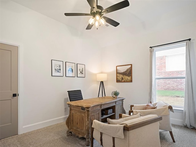 408 Nantucket Blvd, Norman, OK 73071 - office space featuring carpet, a ceiling fan, and lofted ceiling