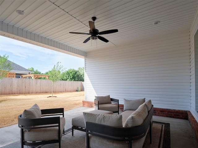 408 Nantucket Blvd, Norman, OK 73071 - view of patio featuring outdoor lounge area and a ceiling fan