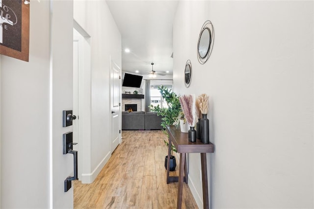10413 SW 51st St, Mustang, OK 73064 - hall with recessed lighting and light wood-style flooring