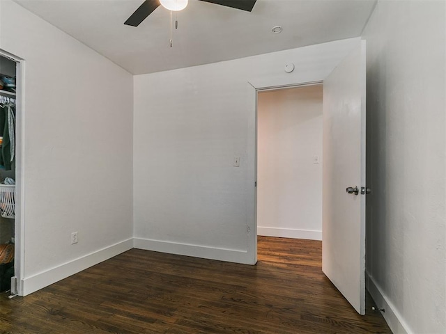 2016 Hardin Dr, Oklahoma City, OK 73111 - unfurnished bedroom featuring wood finished floors, a ceiling fan, and a closet