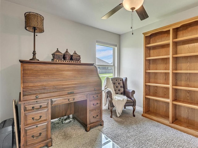 18716 Lazy Grove Dr, Edmond, OK 73012 - office space with a ceiling fan and light colored carpet