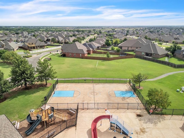 18716 Lazy Grove Dr, Edmond, OK 73012 - aerial view of residential area featuring a pool