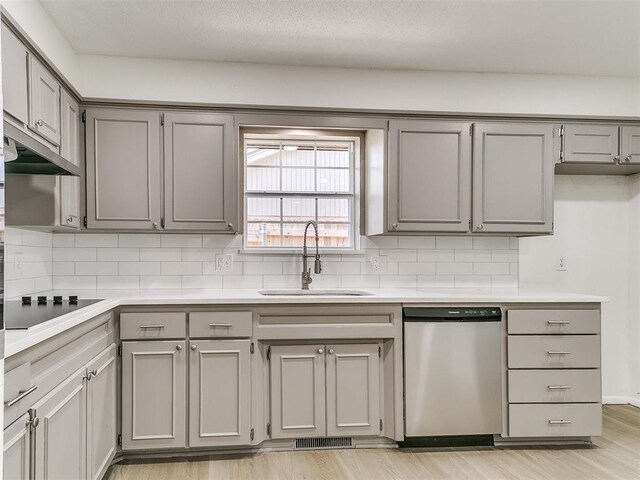 502 Walnut Ave, Yukon, OK 73099 - kitchen featuring stainless steel dishwasher, gray cabinetry, and black electric cooktop