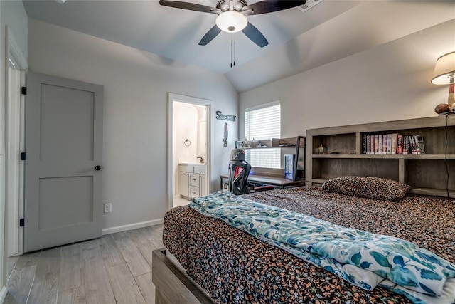 18445 Austin Pl, Edmond, OK 73012 - bedroom with light wood-style floors and lofted ceiling