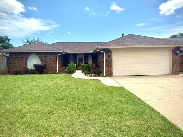 2608 SW 93rd, Oklahoma City, OK 73159 - ranch-style house featuring brick siding, concrete driveway, an attached garage, and roof with shingles