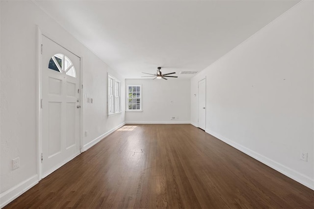 536 NW 48th St, Oklahoma City, OK 73118 - entrance foyer featuring dark wood-style floors and ceiling fan