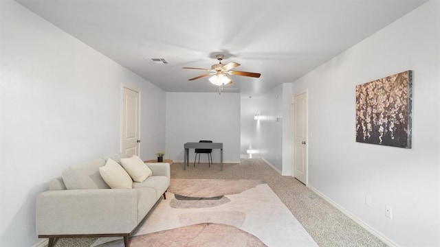 3021 NW 179th Ct, Edmond, OK 73012 - living area featuring ceiling fan and light colored carpet
