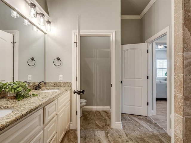 4800 Stelens Ct, Norman, OK 73071 - full bath with double vanity and ornamental molding