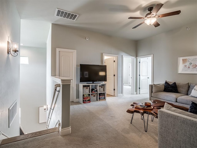 4800 Stelens Ct, Norman, OK 73071 - carpeted living area with a ceiling fan