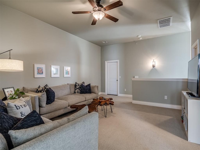 4800 Stelens Ct, Norman, OK 73071 - living area featuring light carpet and ceiling fan