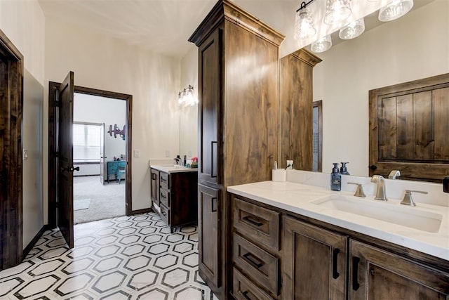 8960 N Banner Rd, Yukon, OK 73099 - full bath with vanity and tile patterned floors