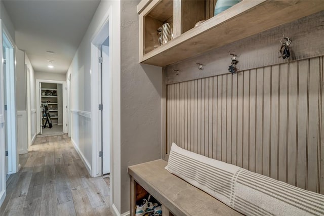 14812 Deerbrook Blvd, Oklahoma City, OK 73142 - mudroom with wood-type flooring and a textured wall