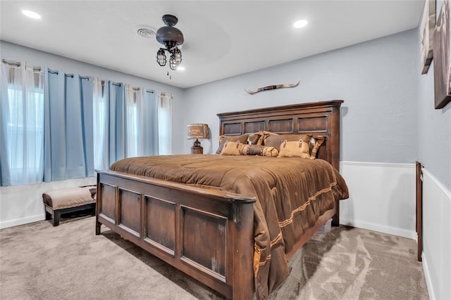 1800 SW 6th St, Ardmore, OK 73401 - bedroom featuring carpet flooring, recessed lighting, and a ceiling fan