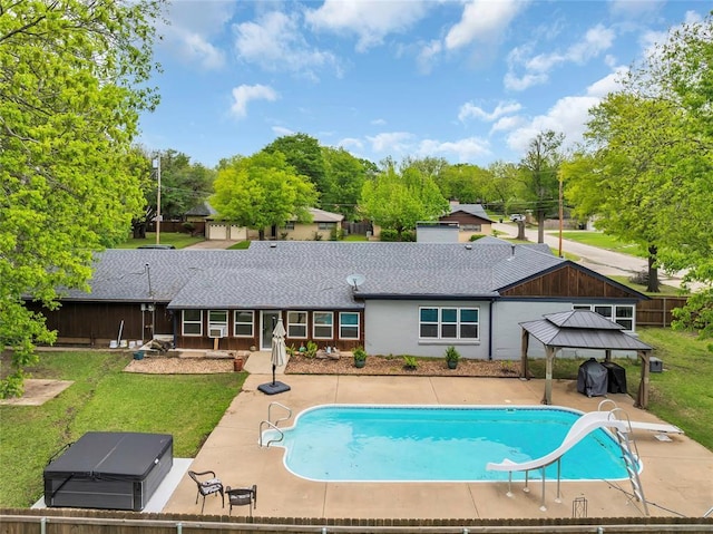 1800 SW 6th St, Ardmore, OK 73401 - swimming pool featuring a gazebo, a patio, and a water slide