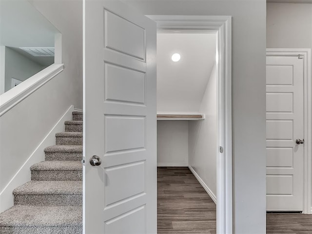 4205 Palmetto Bluff Dr, Mustang, OK 73064 - staircase with wood finished floors and baseboards