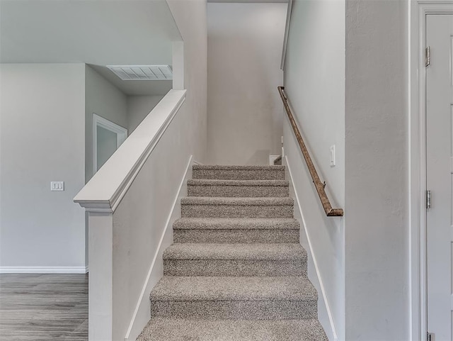 4205 Palmetto Bluff Dr, Mustang, OK 73064 - stairway with wood finished floors and baseboards