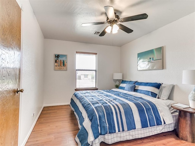 17 Pueblo, Edmond, OK 73013 - bedroom featuring wood finished floors and a ceiling fan