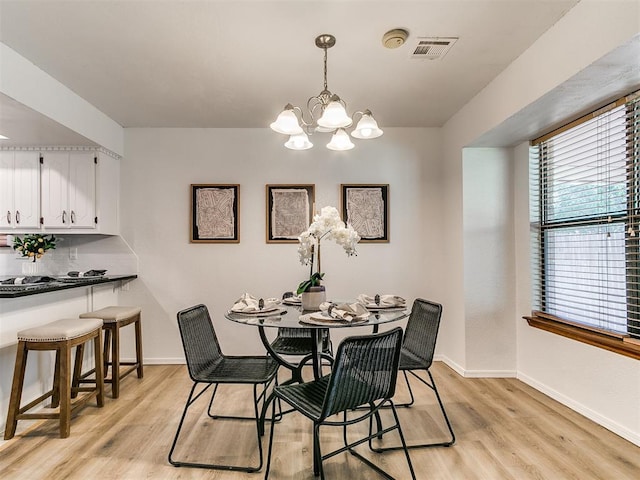 17 Pueblo, Edmond, OK 73013 - dining area with a chandelier and light wood-style flooring