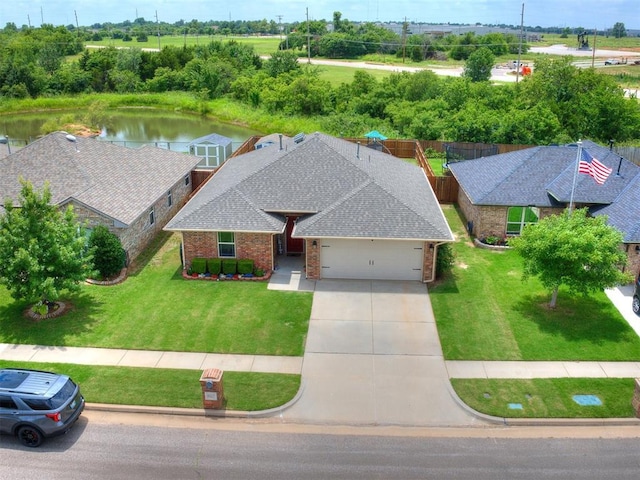8025 Waters Edge Way, Del City, OK 73135 - aerial view of property and surrounding area featuring a nearby body of water