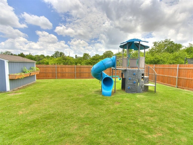 8025 Waters Edge Way, Del City, OK 73135 - view of jungle gym with a fenced backyard