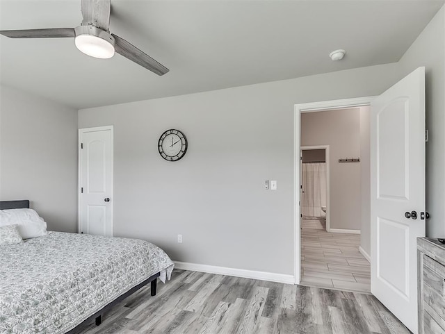 11604 SW 9th St, Yukon, OK 73099 - bedroom featuring light wood finished floors and ceiling fan
