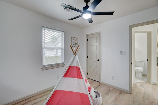 800 SW 26th St, Oklahoma City, OK 73109 - rec room featuring light wood-type flooring and a ceiling fan