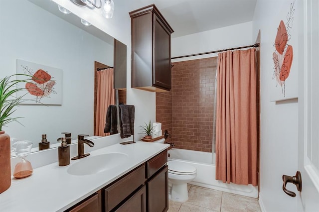 11316 NW 94th St, Yukon, OK 73099 - full bathroom with vanity, tile patterned flooring, and shower / bath combo with shower curtain