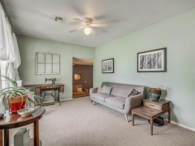 2028 Carlisle Rd, The Village, OK 73120 - carpeted living area with ceiling fan and baseboards