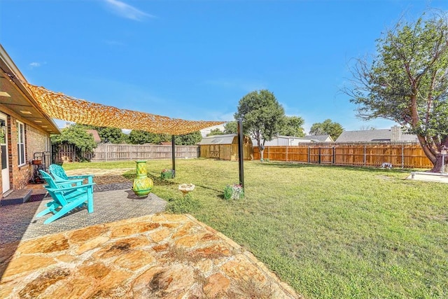 224 N Quail Run, Altus, OK 73521 - fenced backyard with a shed and a patio area