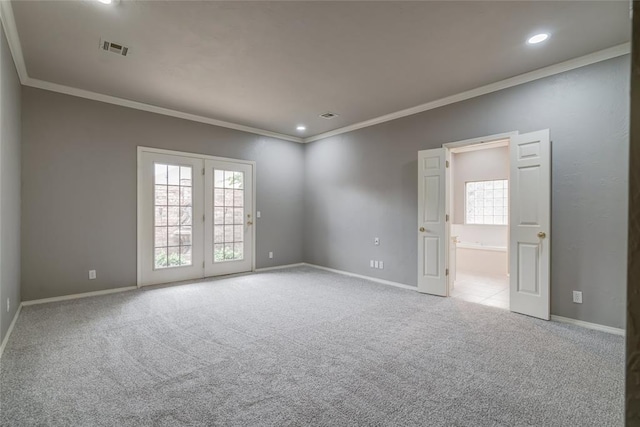 1900 NW 159th Pl, Edmond, OK 73013 - carpeted spare room featuring crown molding and recessed lighting
