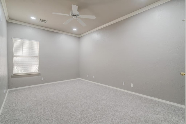1900 NW 159th Pl, Edmond, OK 73013 - carpeted spare room featuring crown molding, a ceiling fan, and recessed lighting