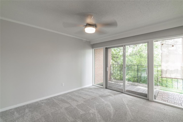 6100 N Brookline Ave Unit 20, Oklahoma City, OK 73112 - unfurnished room featuring carpet flooring, a ceiling fan, a textured ceiling, and crown molding