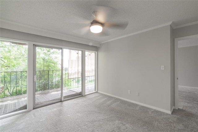 6100 N Brookline Ave Unit 20, Oklahoma City, OK 73112 - carpeted spare room with ceiling fan, crown molding, and a textured ceiling