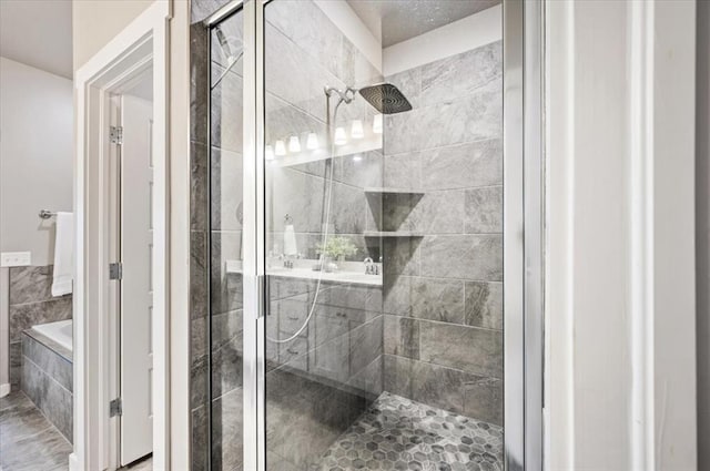2020 Sara Vista Dr, Yukon, OK 73099 - full bathroom featuring a stall shower and a bath