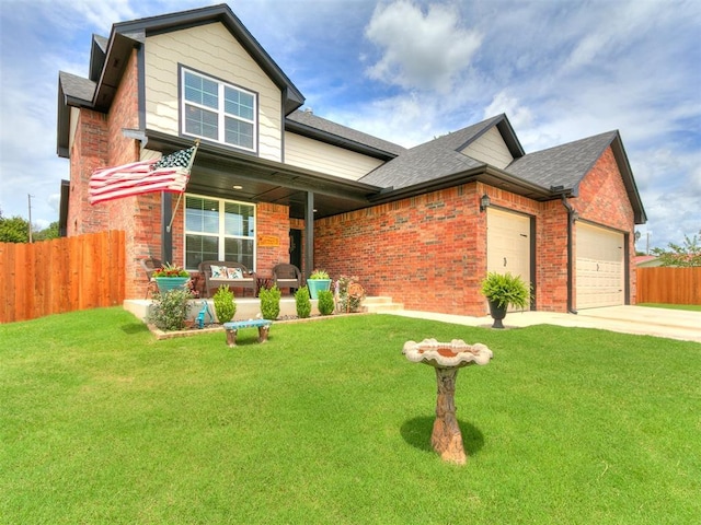 11712 Muirfield Ln, Guthrie, OK 73044 - view of front of property with brick siding, a garage, driveway, and roof with shingles