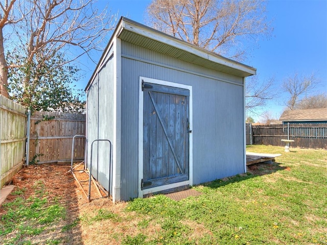 201 S Patterson Dr, Moore, OK 73160 - view of shed with a fenced backyard