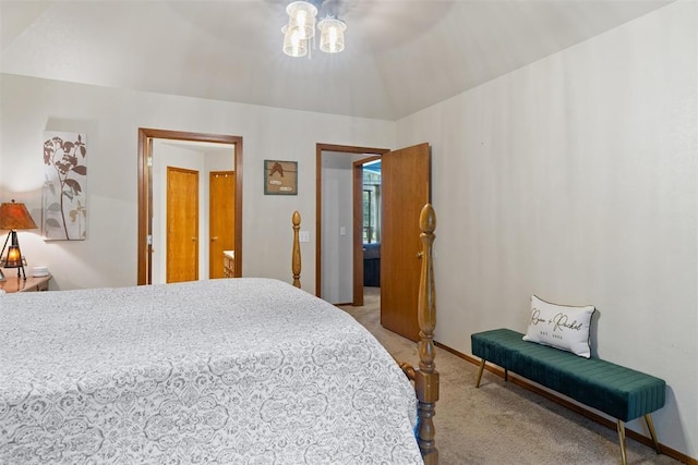 1748 Logans Run, Chandler, OK 74834 - bedroom with carpet, a chandelier, and ceiling fan