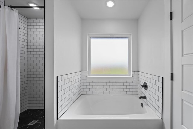 2326 County Road 1335, Blanchard, OK 73010 - bathroom featuring a garden tub, a stall shower, and recessed lighting