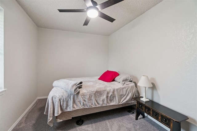 12073 N3540 Rd, Seminole, OK 74868 - bedroom featuring carpet flooring, a textured ceiling, and ceiling fan