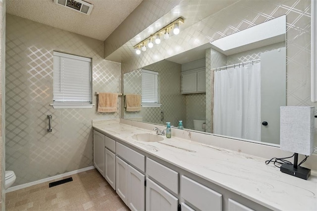 12073 N3540 Rd, Seminole, OK 74868 - bathroom with vanity, a shower with shower curtain, and tile patterned floors