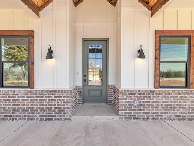 1092 S Mustang Rd, Blanchard, OK 73010 - doorway to property featuring board and batten siding