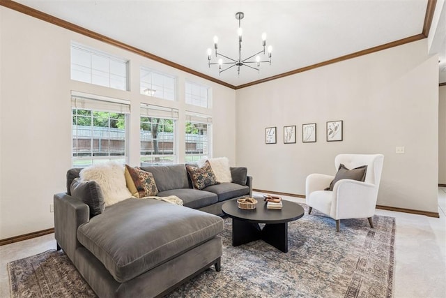 2717 Asheforde Oaks Blvd, Edmond, OK 73034 - living room with a chandelier and ornamental molding