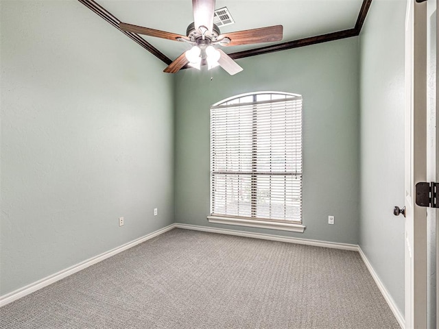 2311 Washita Trl, Edmond, OK 73003 - carpeted spare room featuring crown molding, healthy amount of natural light, and ceiling fan