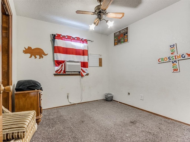 200 S Morgan Dr, Moore, OK 73160 - empty room featuring carpet, a ceiling fan, a textured ceiling, and cooling unit