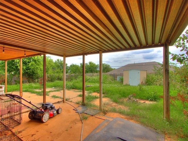 200 S Morgan Dr, Moore, OK 73160 - view of patio / terrace with a shed