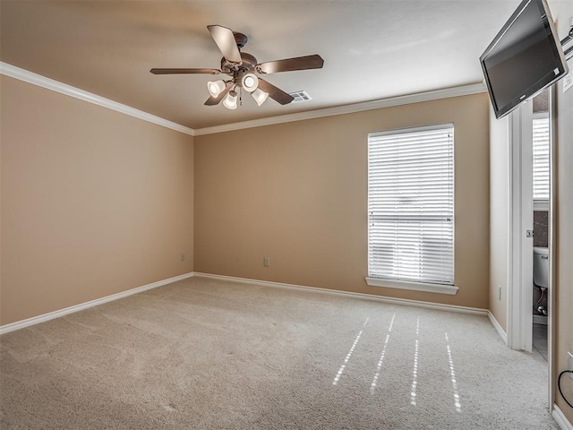 325 NW 146th St, Edmond, OK 73013 - empty room with crown molding, a ceiling fan, and carpet