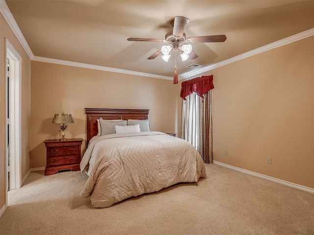 325 NW 146th St, Edmond, OK 73013 - bedroom featuring carpet, ornamental molding, and ceiling fan