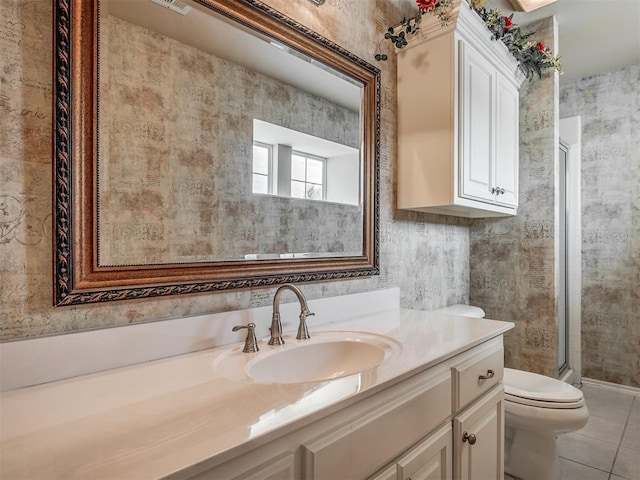 325 NW 146th St, Edmond, OK 73013 - full bath with vanity, tile patterned flooring, and an enclosed shower