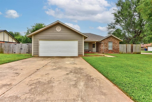 442 W Apple Branch Way, Mustang, OK 73064 - view of front of property with concrete driveway, brick siding, a garage, roof with shingles, and a gate